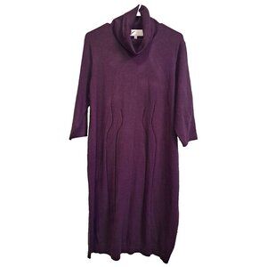 V. by Vanessa Williams Women's XL Plum 3/4 Sleeve Turtleneck Sweater Dress